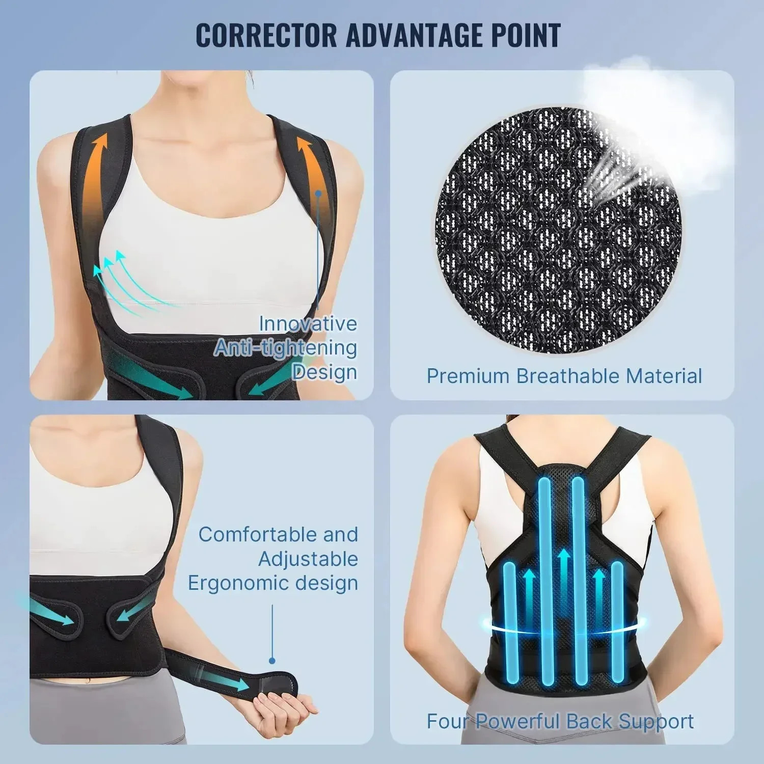 Posture Corrector Back Orthopedic Straps for Men and Women Fully Adjustable Spin