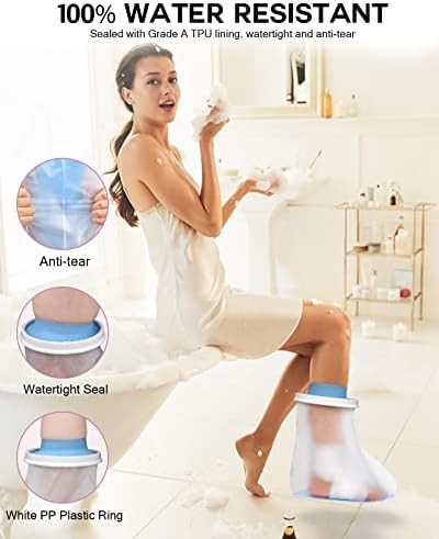 Waterproof Foot Cover for Shower Adult, Foot Cast Covers with Non-Slip Padding B