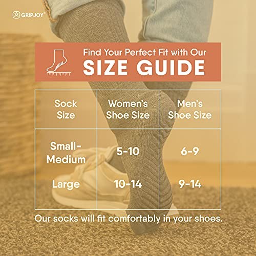 Hospital Socks with Grips for Women & Men, Non-Slip, Large Black & Gray Mix