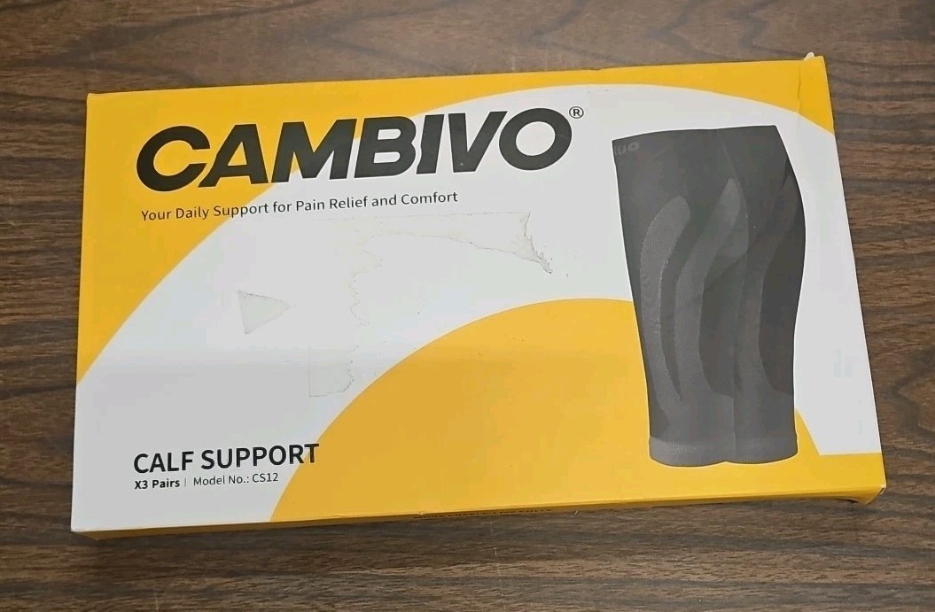 Cambivo Calf Support, 3 Pair, Black, XX-Large
