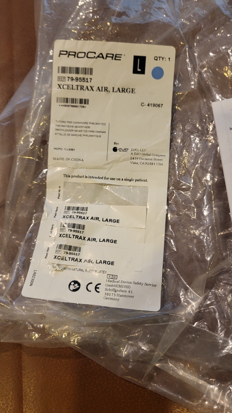 ProCare XcelTrax Air Large 79-95517 17″ Tall Walker Brace Air Pump Up Boot NIP!
