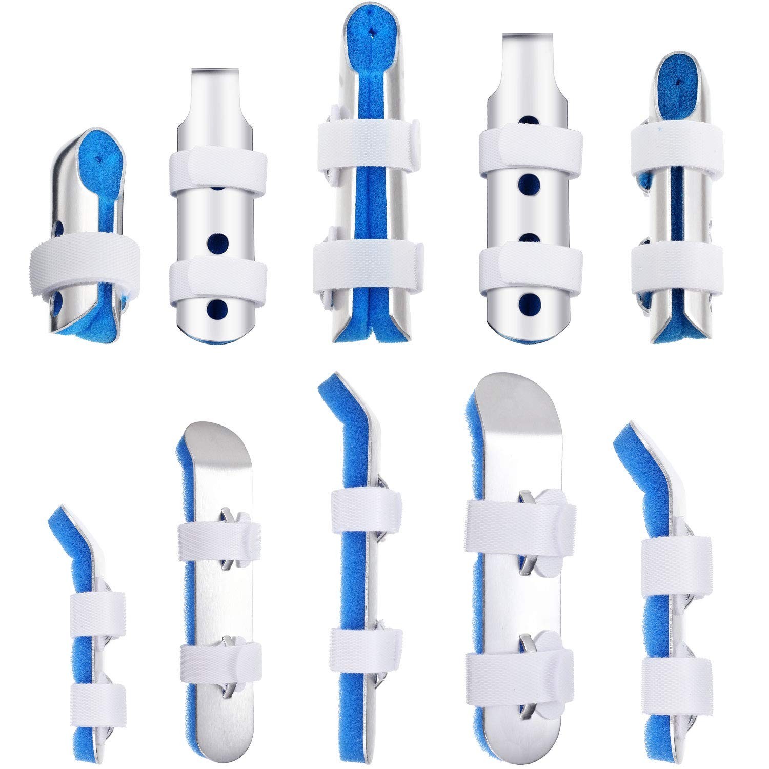 BBTO 10 Pieces Finger Splint Metal Finger Support Knuckle Stabilizer with Sof…