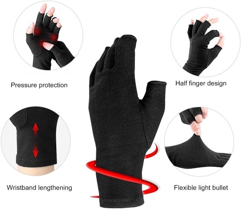 Women & Men Arthritis-Compression-Gloves,Fingerless Carpal-Tunnel-Pain-Relief…