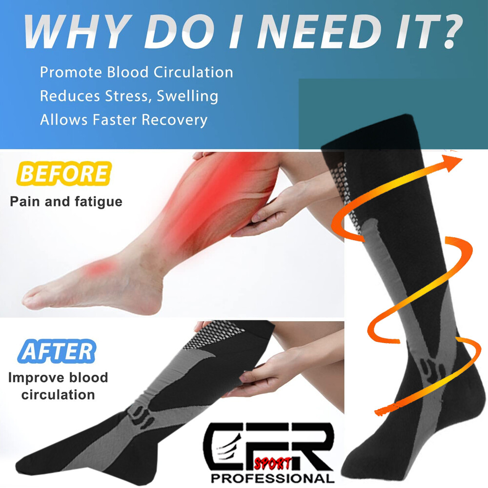 Compression Support Socks Knee High Men Women 20-30mmHg Graduated Pain Relief