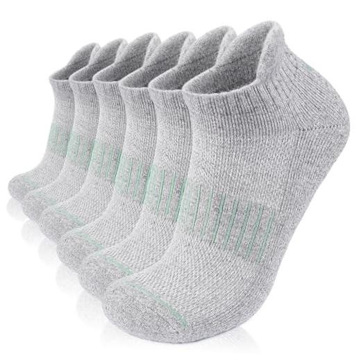 Merino Wool Ankle Hiking Running Socks for Men Women Large Light Grey