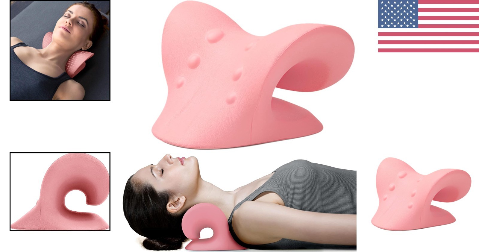 Portable Memory Foam Neck and Shoulder Stretcher – Pink Cervical Support Device