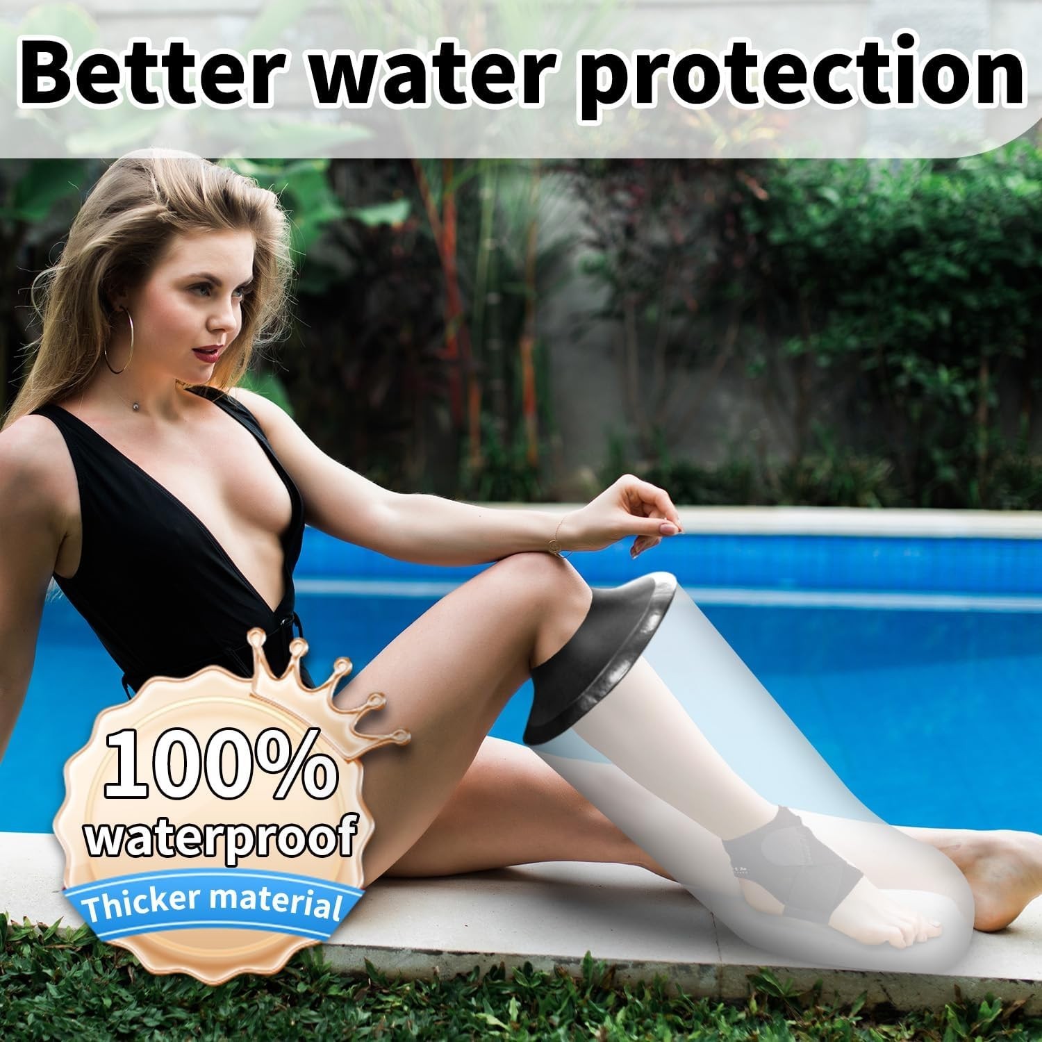 Self-Sealing Waterproof Shower Protector for Adult Lower Leg – Size: 13.7-17.7″
