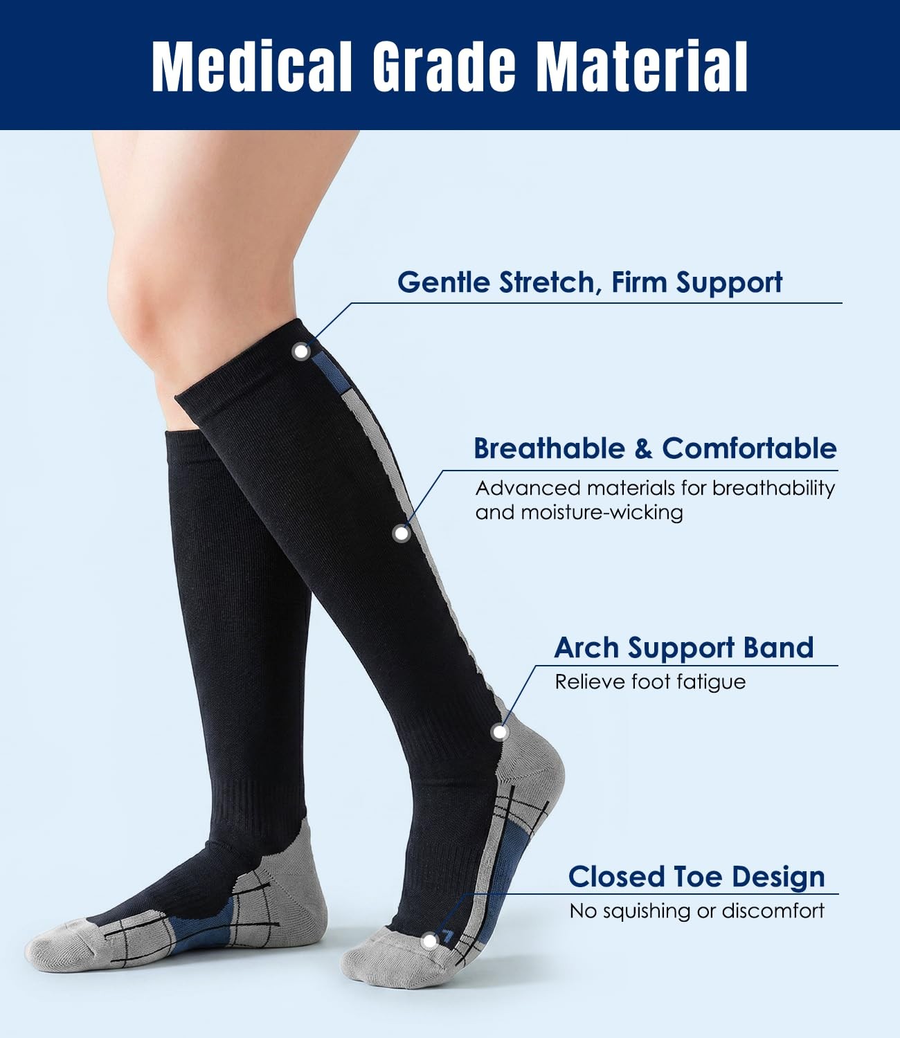 Compression Socks for Men Circulation 20-30 mmHg, Wide Calf Stockings for Ath…