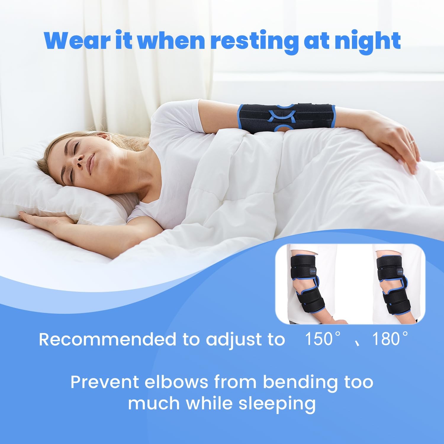 Cubital Tunnel Syndrome Elbow Brace, Ulnar Nerve Entrapment Splint, Elbow Immobi