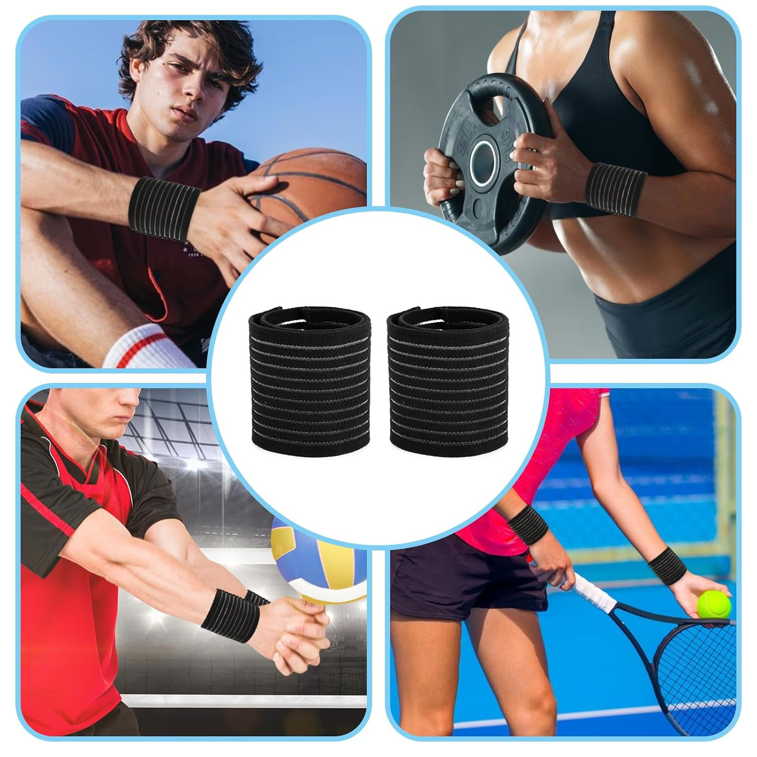 2 PCS Elastic Wrist Support Band Wrap Breathable Wrist Brace Adjustable Wrist…