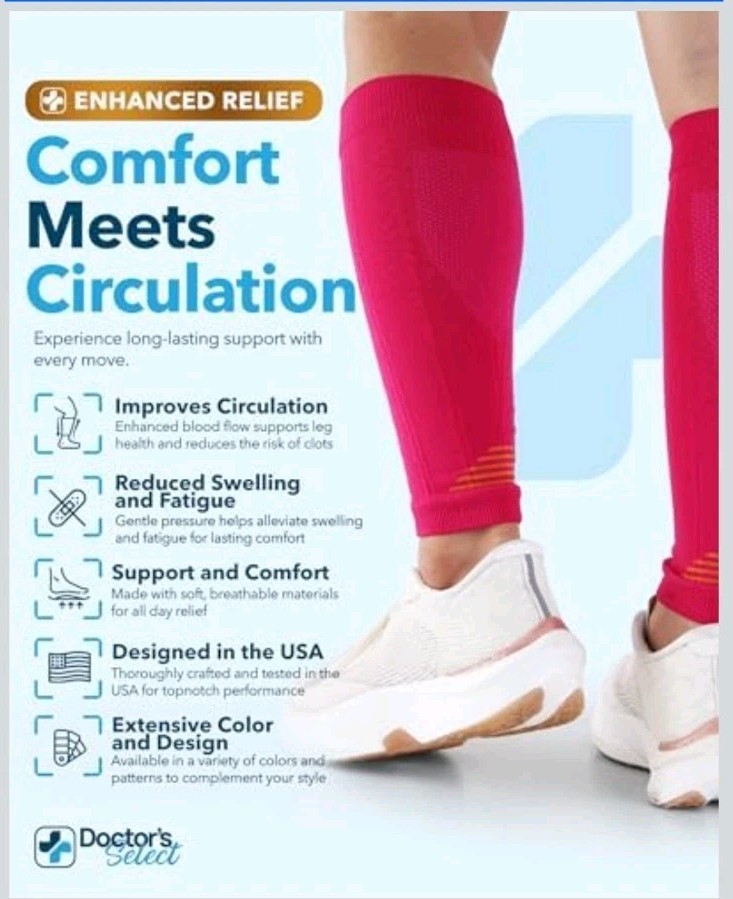 Doctors Select 2 Pairs Copper Calf Leg Compression Sleeve 3XL Pink Purple Unisex