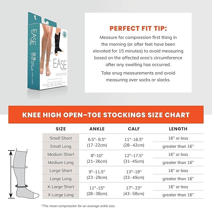 Therafirm Ease Open-Toe Knee High 30-40mmHg (Sand, Large Long)