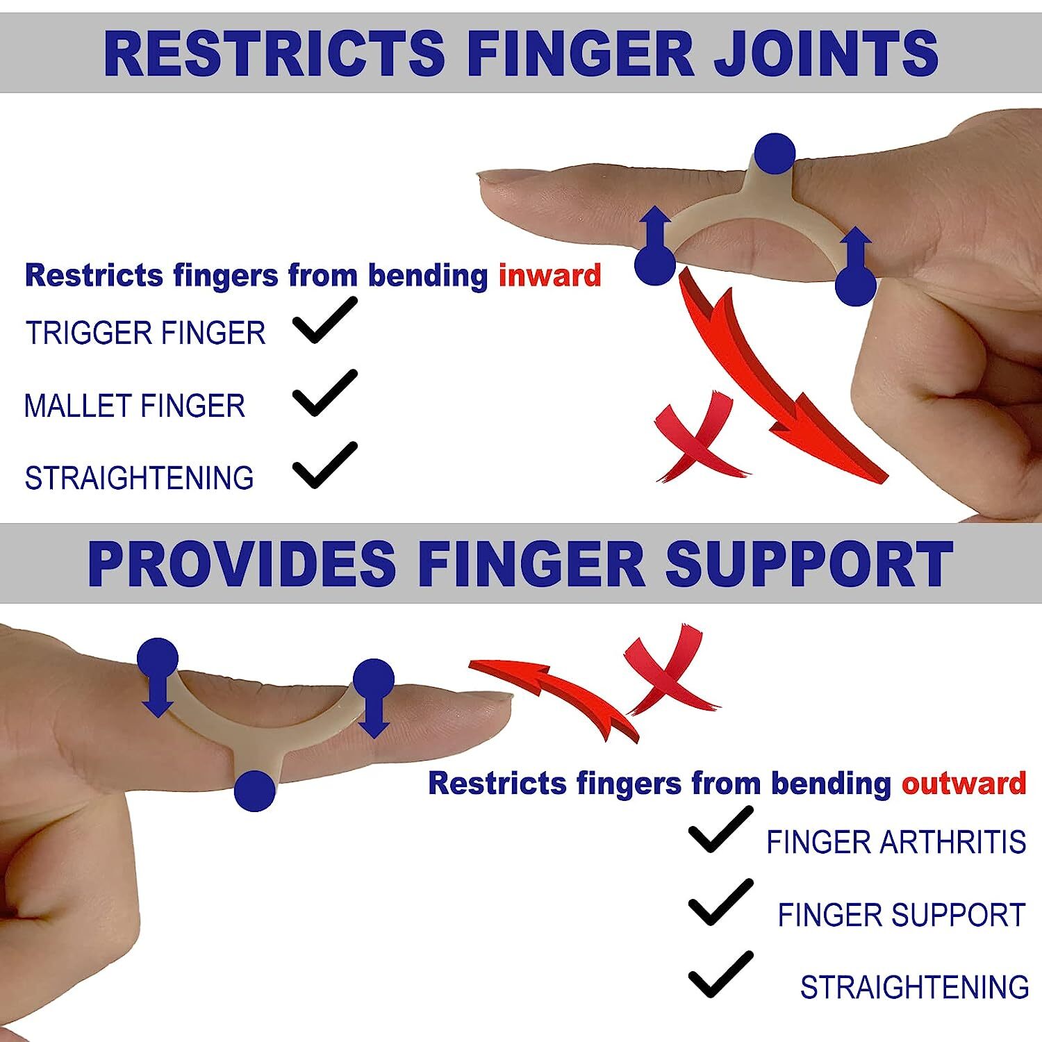 10Pcs Oval Finger Splints & Sleeves Kit, 6 Graduated Trigger Finger Splint & 4 F