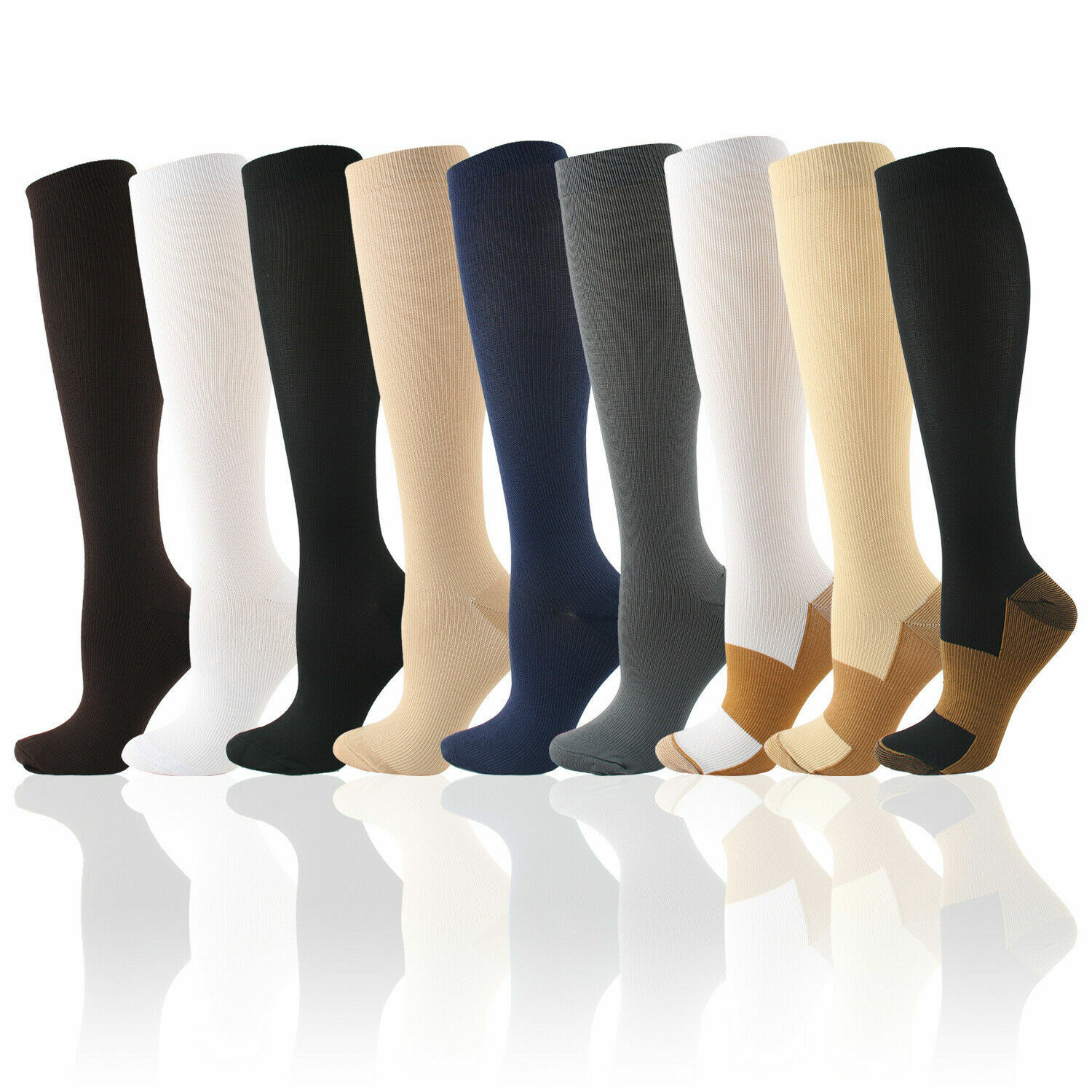 3pair Compression Socks Women Men 20-30Mmhg Extra Wide Calf Knee High plus Size