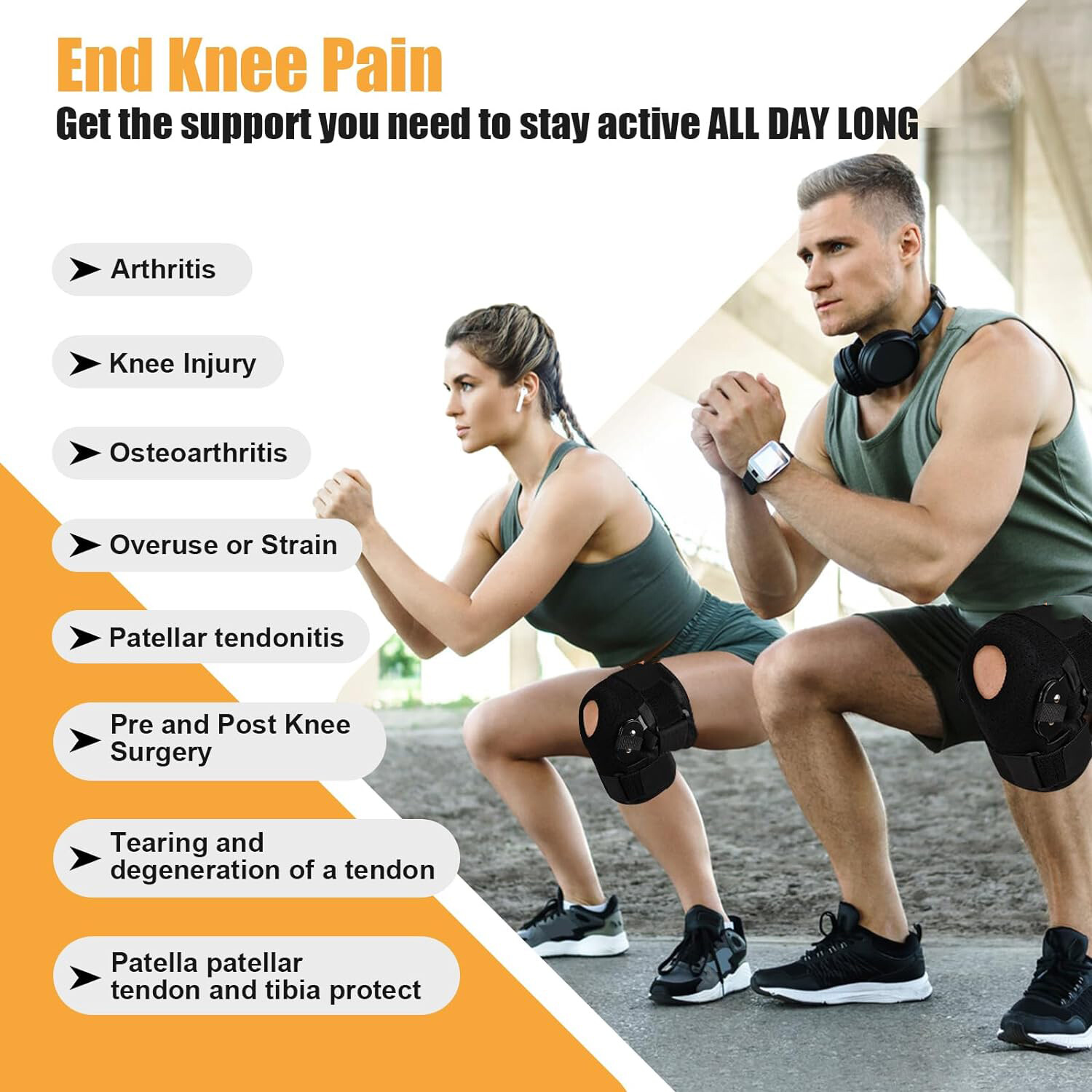 Hinged Knee Brace for Meniscus Tear: Adjustable Support For Pain Relief Sports