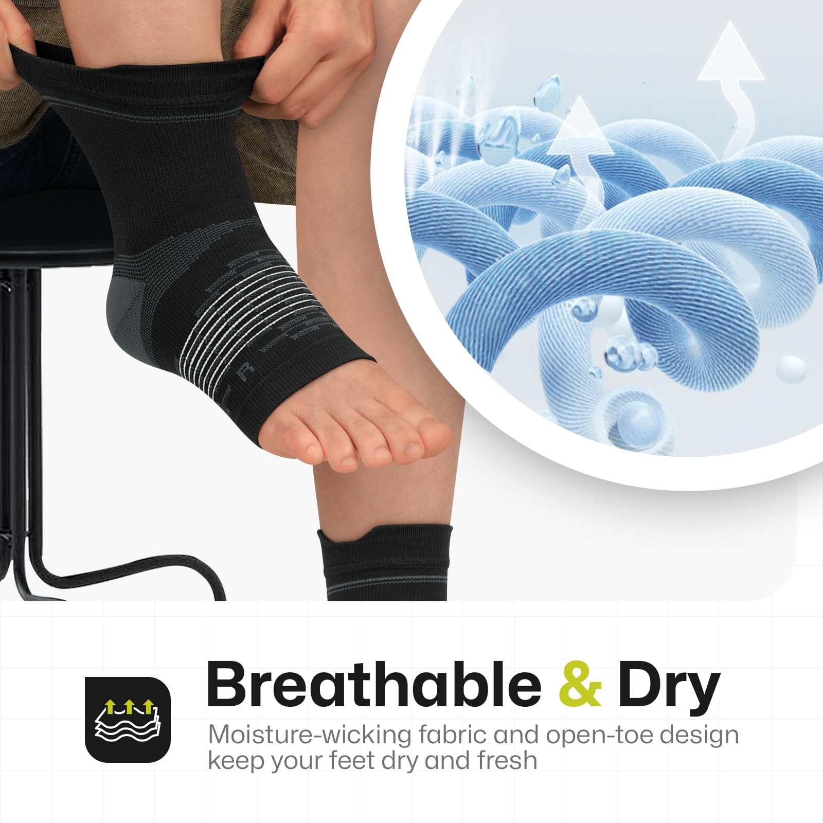 3 Pairs Plantar Fasciitis Socks Ankle Compression Sleeve Sprain Foot Brace