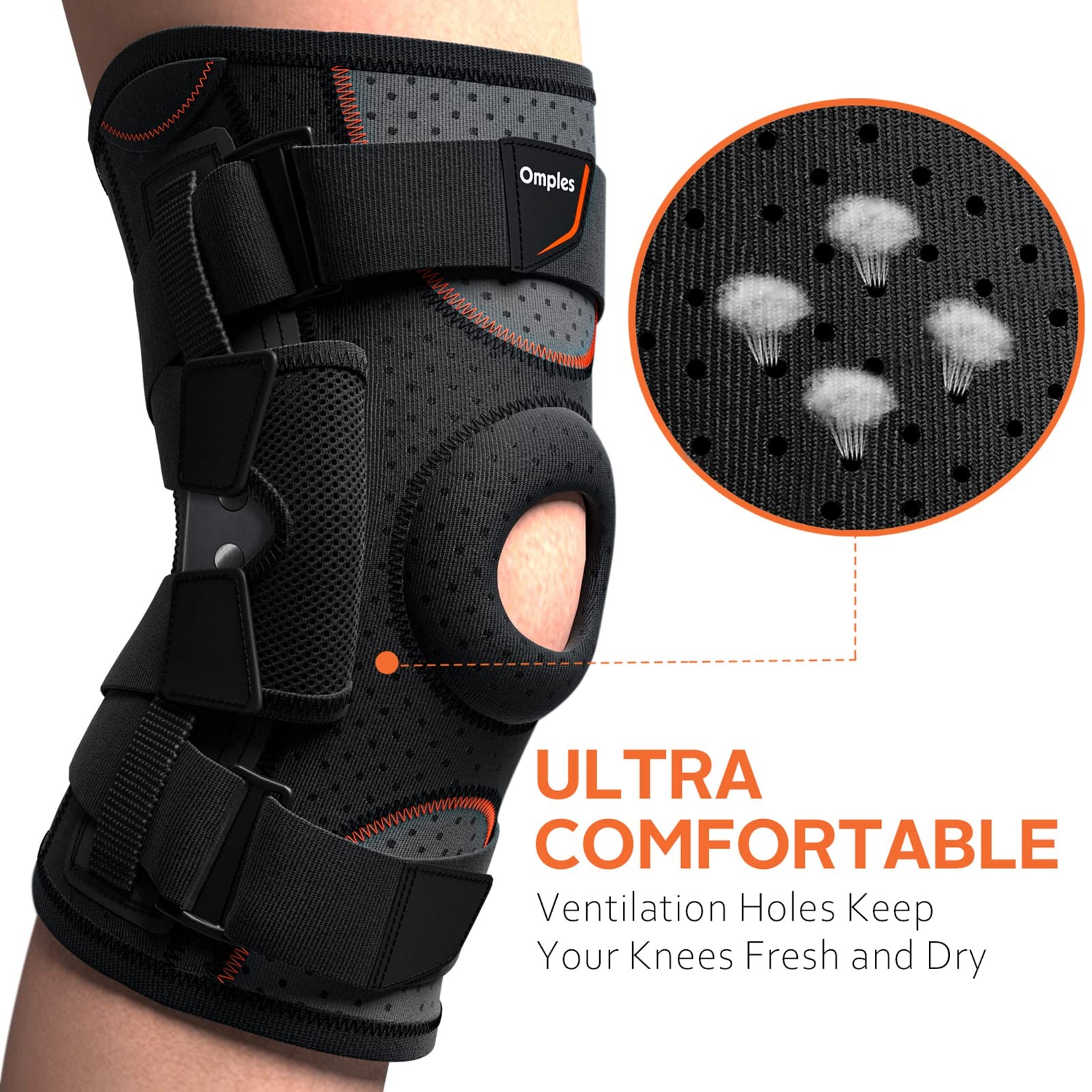 Hinged Knee Brace Pain Meniscus Tear Support Side Stabilizers Running XLarge