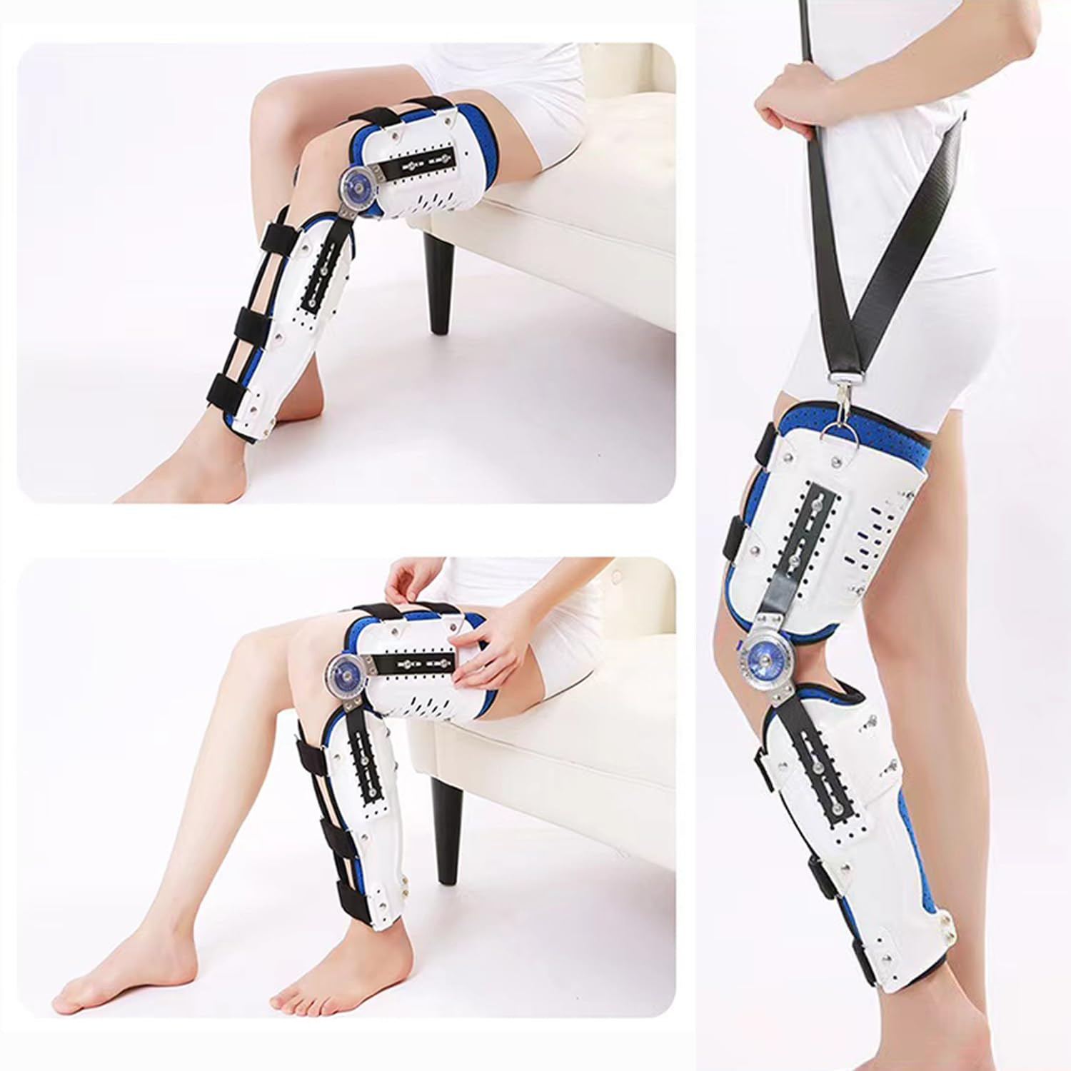 Post-Op Knee Brace with Adjustable Bars for Comfort & Stability – Left Foot