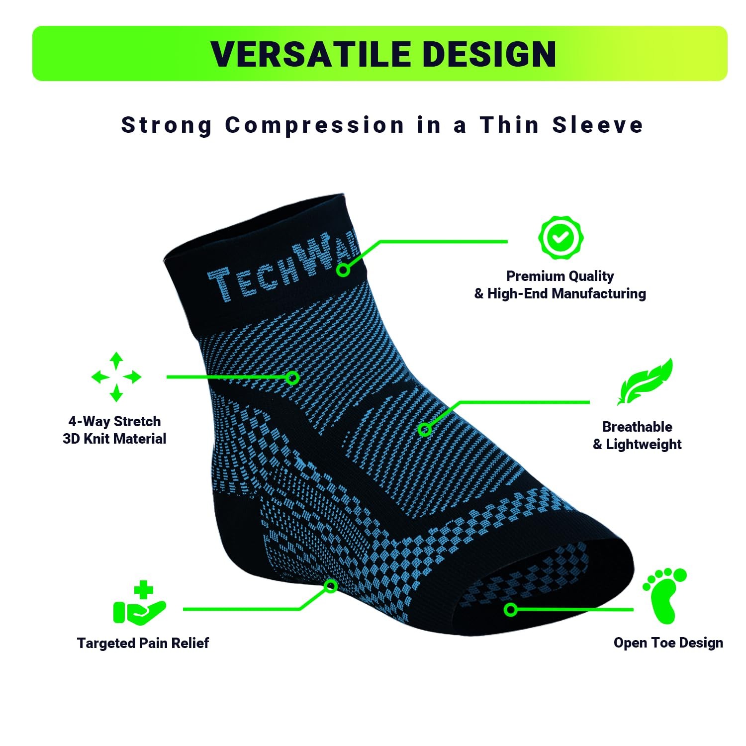 TechWare Pro Ankle Brace Compression Sleeve – Relieves Achilles Tendonitis, Join
