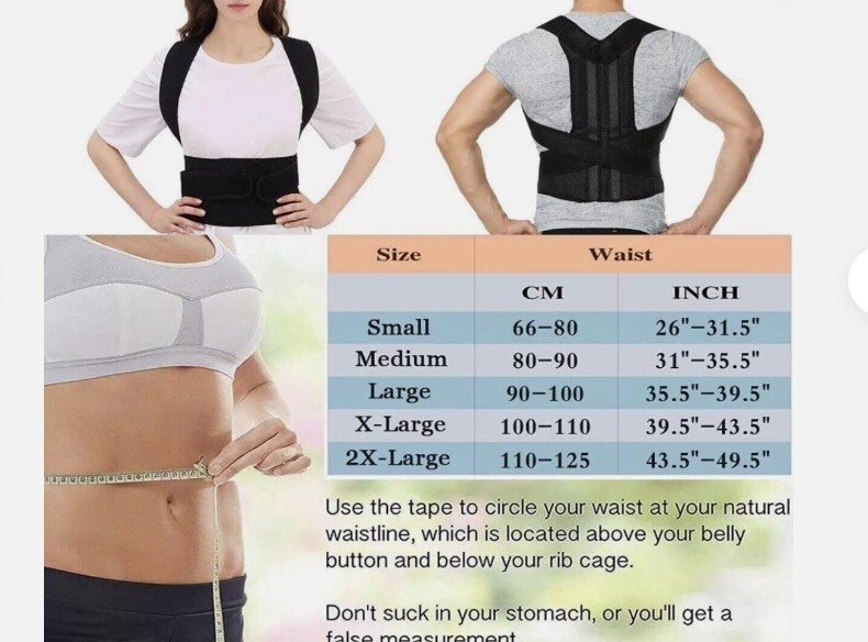 Fitsupport Black Back Brace Posture Corrector Lumbar Support for Women & Men M