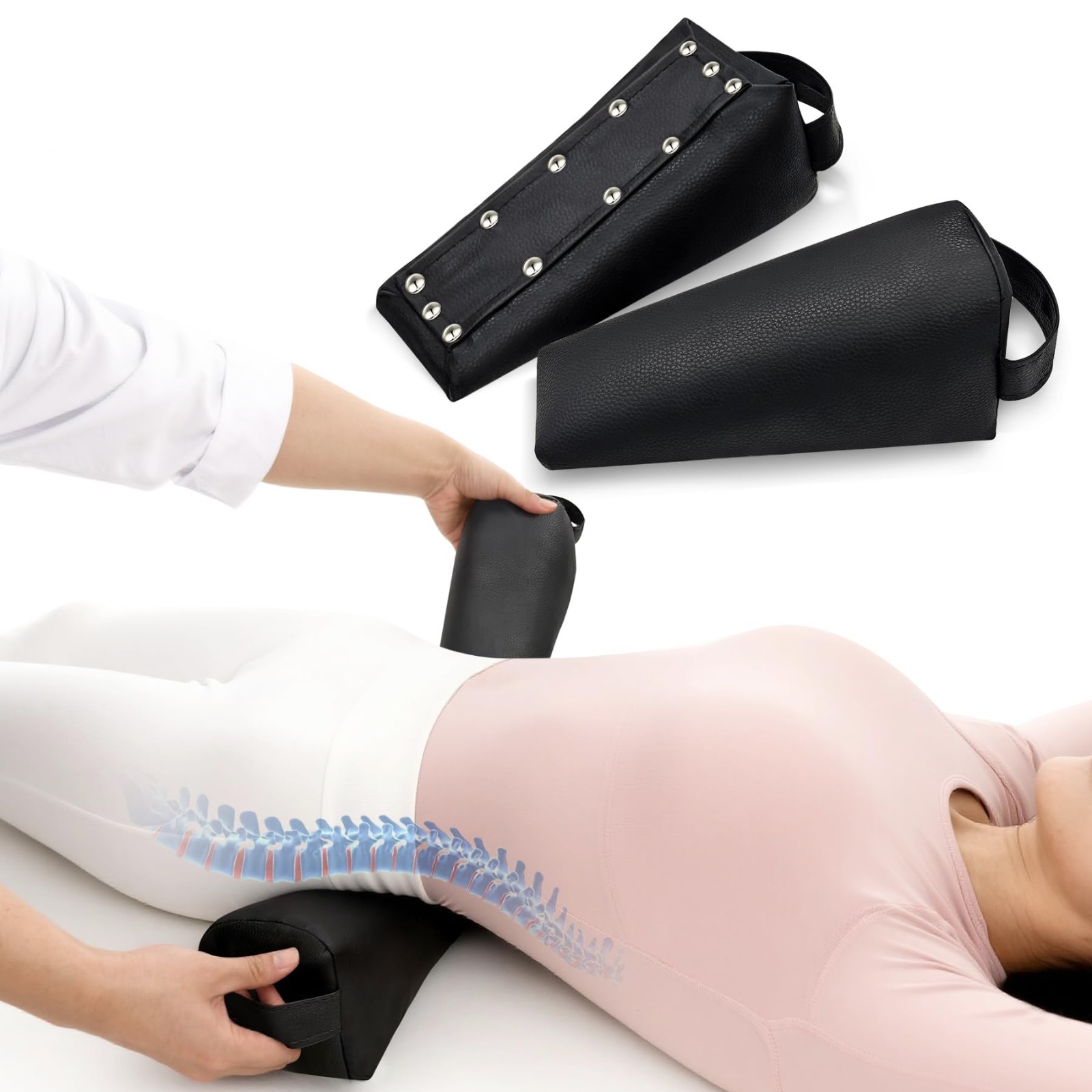 2 PCS Pelvic Positioning Blocks – Sacral Wedge with Non-Slip Bottom & Handle, Th