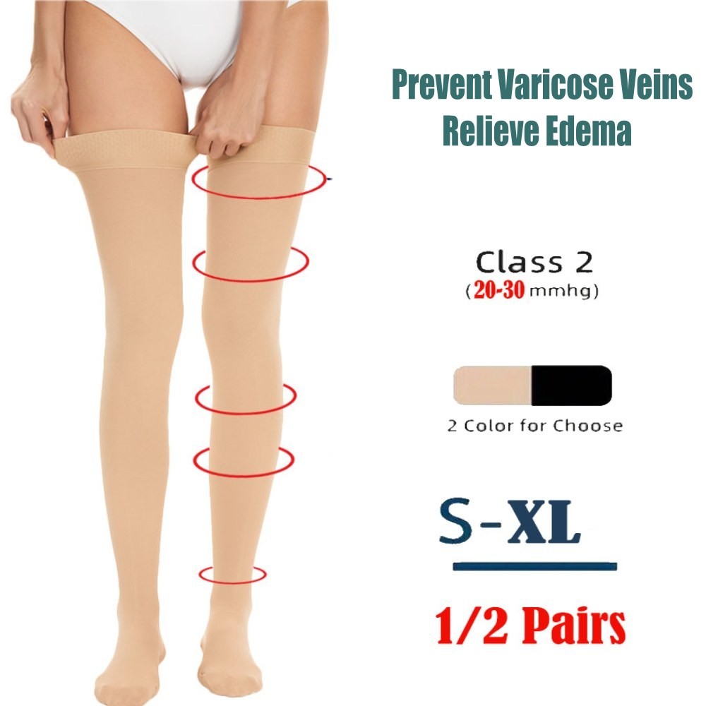 Compression Socks Thigh High Stockings Men Women 20-30 mmHg Varicose Veins Edema