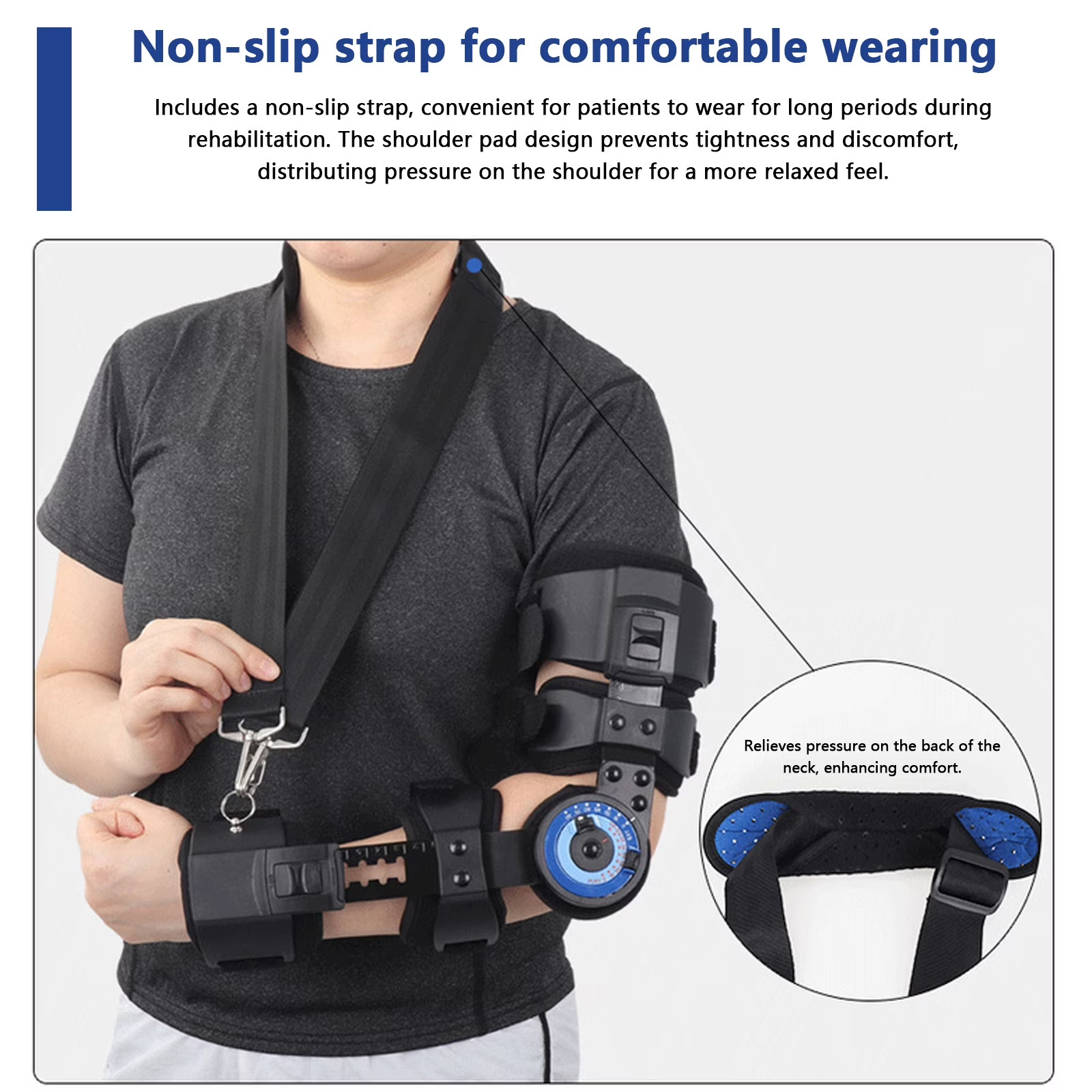 Hinged ROM Elbow Brace，Adjustable Post Op Elbow Brace Stabilizer Splint