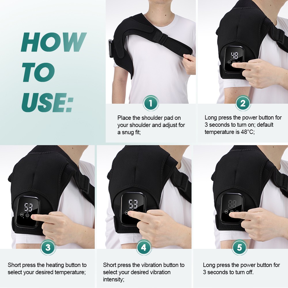 Heating Vibration Shoulder Wrap Electric Cordless Vibration Massage Heated Brace