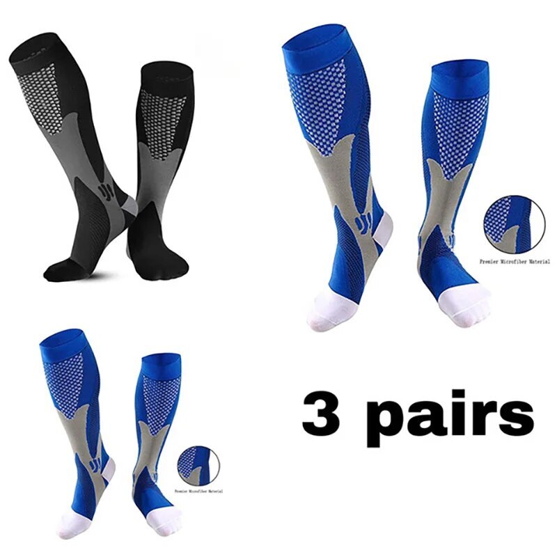 3 Pair Men Women Compression Socks Varicose Veins Leg Relief Pain Anti Fatigue