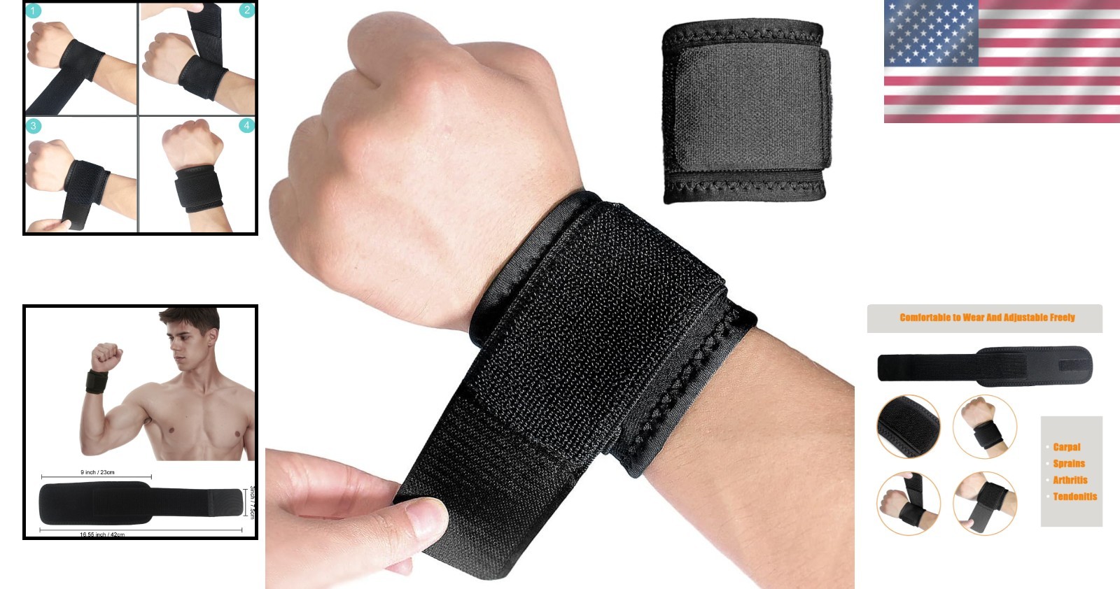Breathable Neoprene Wrist Support Brace – 2 Pack for Weightlifting & Comfort