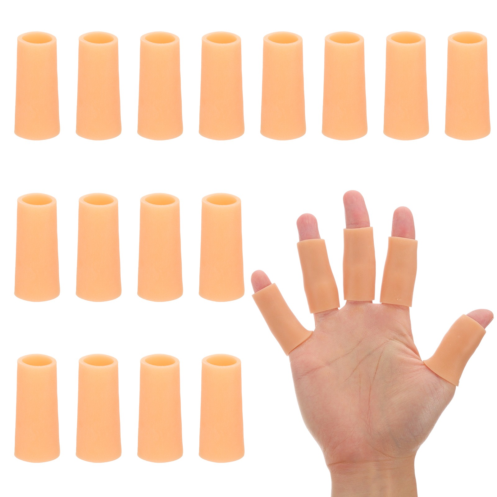 20 Pcs 2.4″x0.98″ Gel Finger Cots Silicone Finger Protector Support Beige