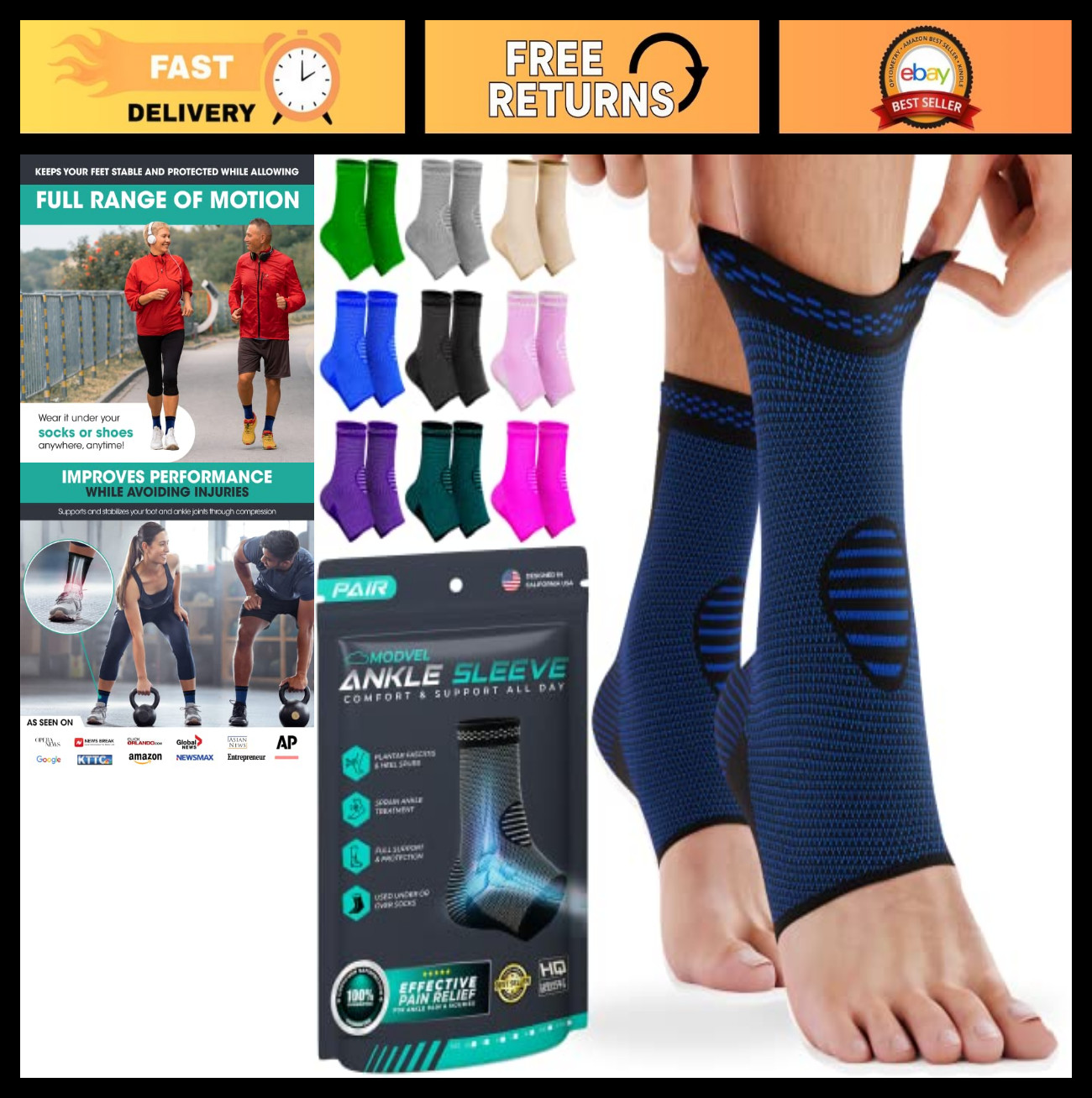 Compression Ankle Brace Socks for Sprains & Tendonitis – Support Sleeve for Men