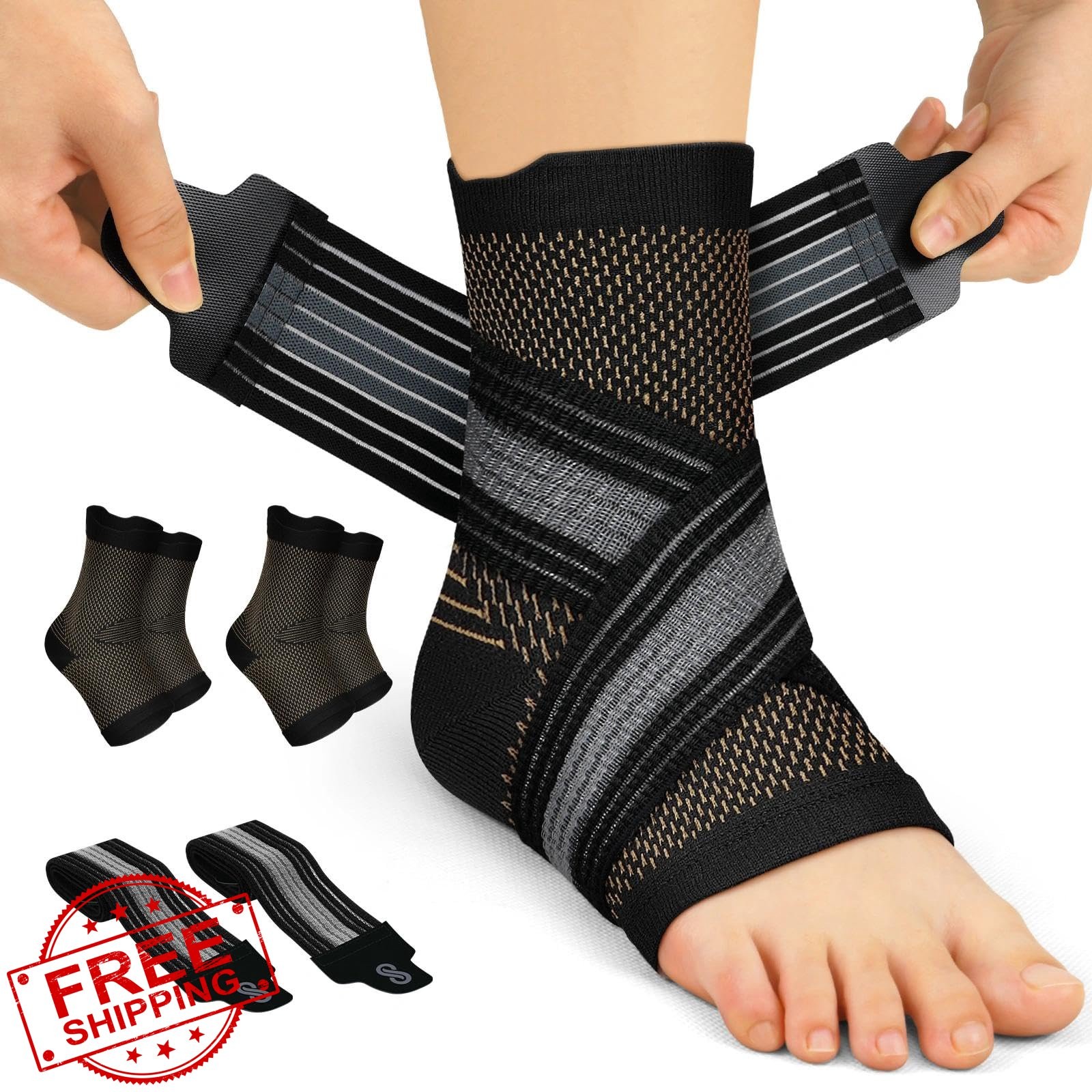 PAPLUS Ankle Braces Nude Medium 2 Pair