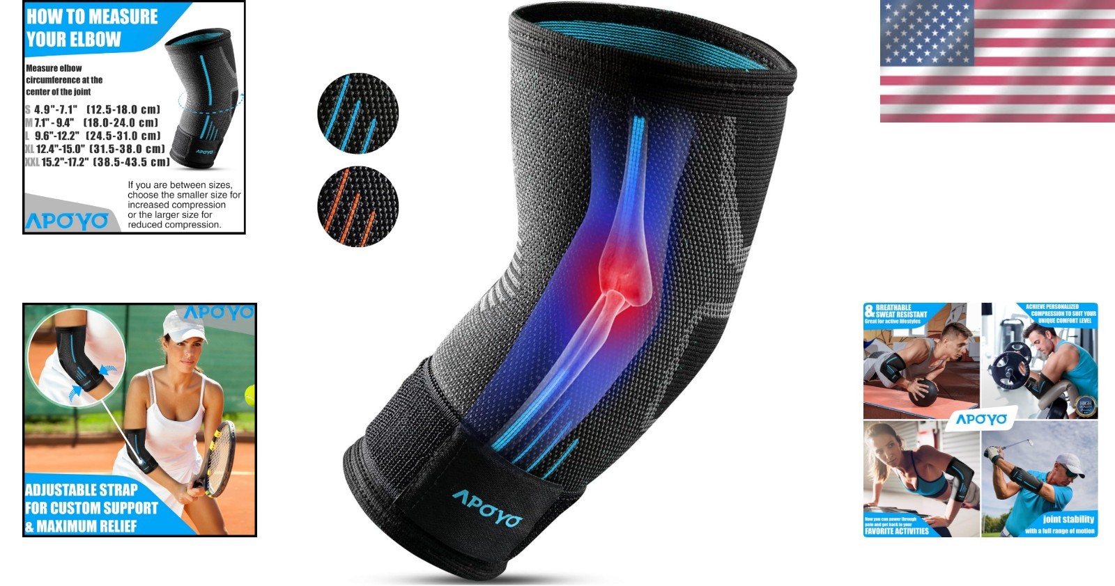 Elbow Compression Sleeve for Arthritis Tendonitis Tennis Elbow Workout Relief…