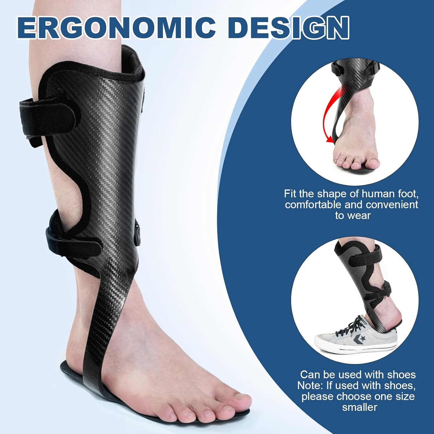 Lightweight Carbon Fiber AFO Brace for Foot Drop & Ankle Instability – Right Lar