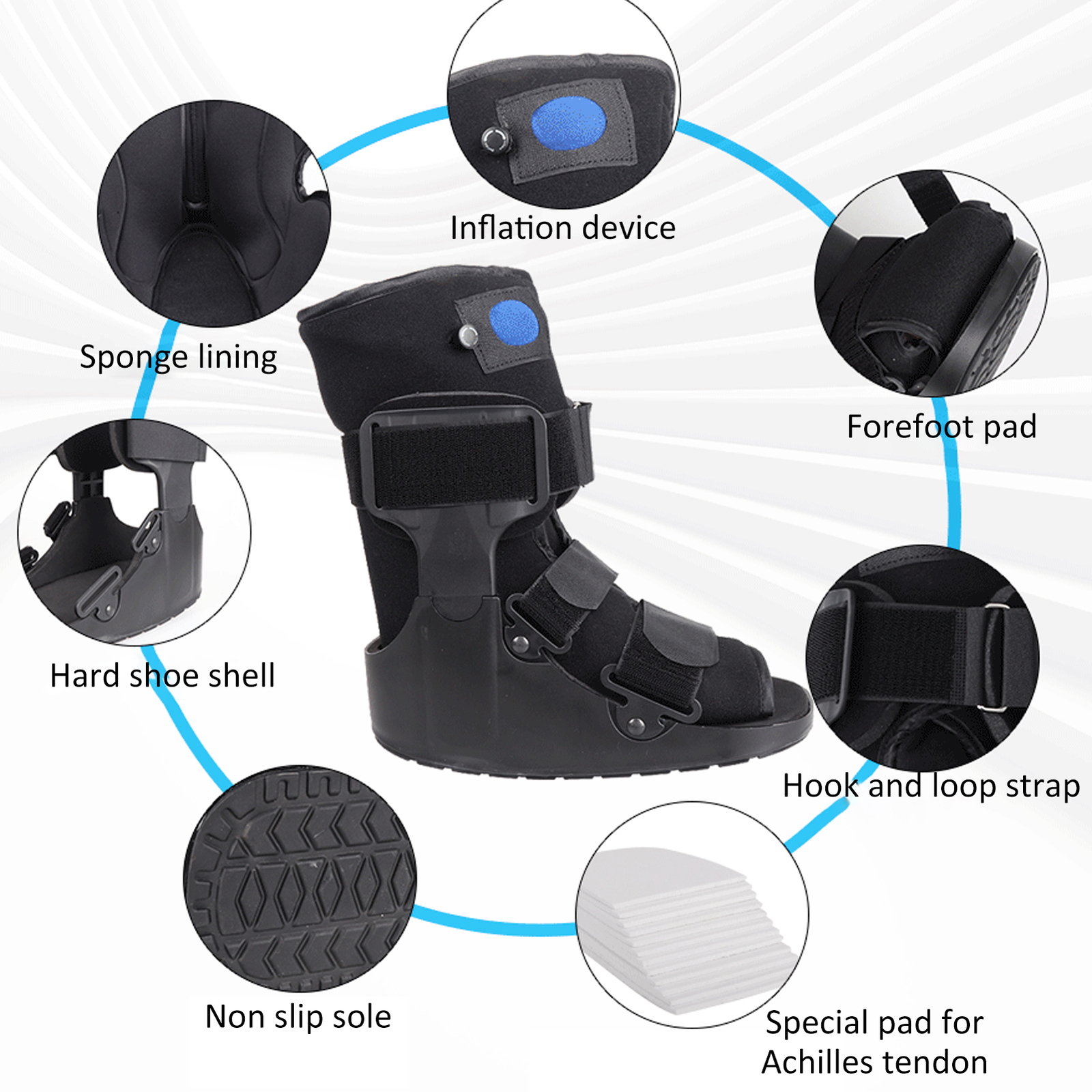 Air Walking Boot Full Protection Accelerate Recovery Light Anti Skid Spraine