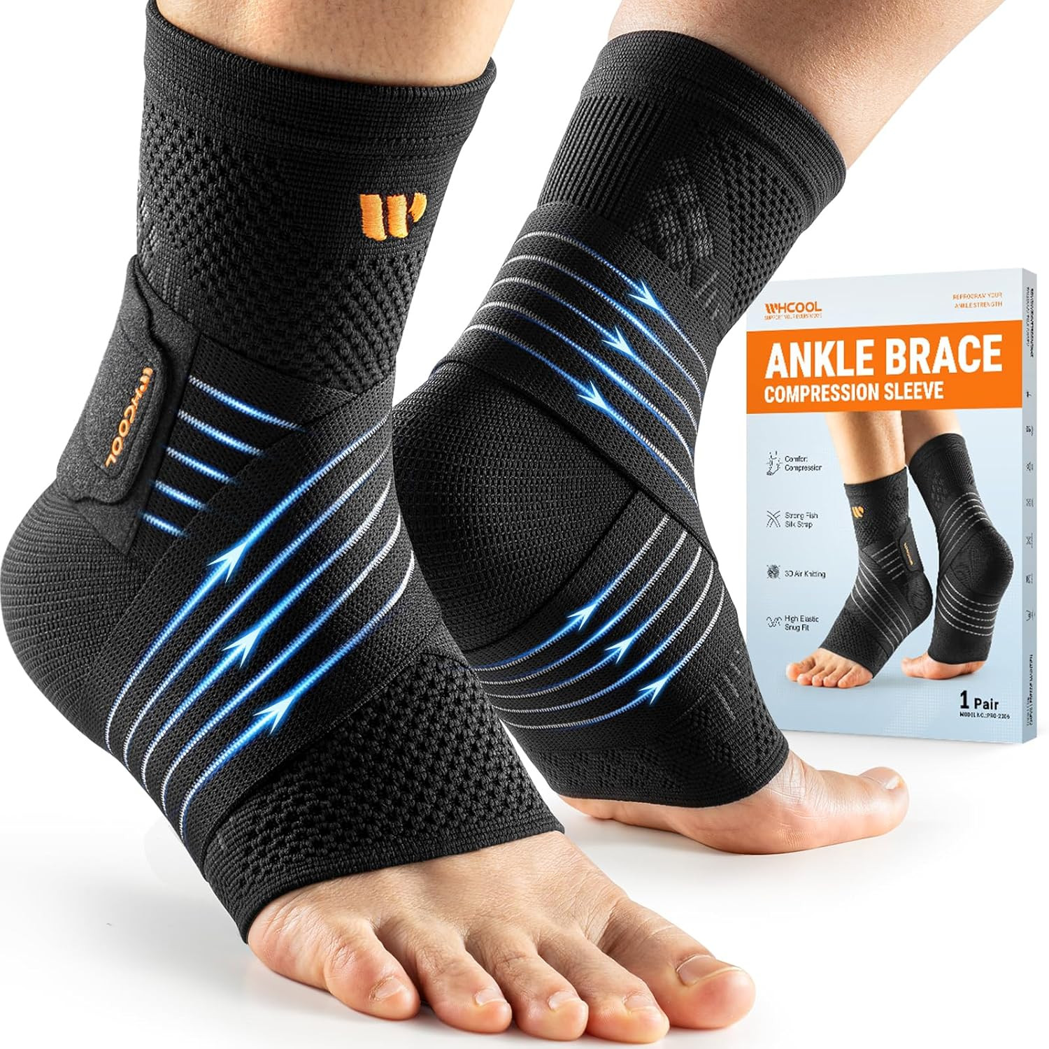 Low-Profile Ankle Braces for Women & Men, Customizable Ankle Compression Sleeve