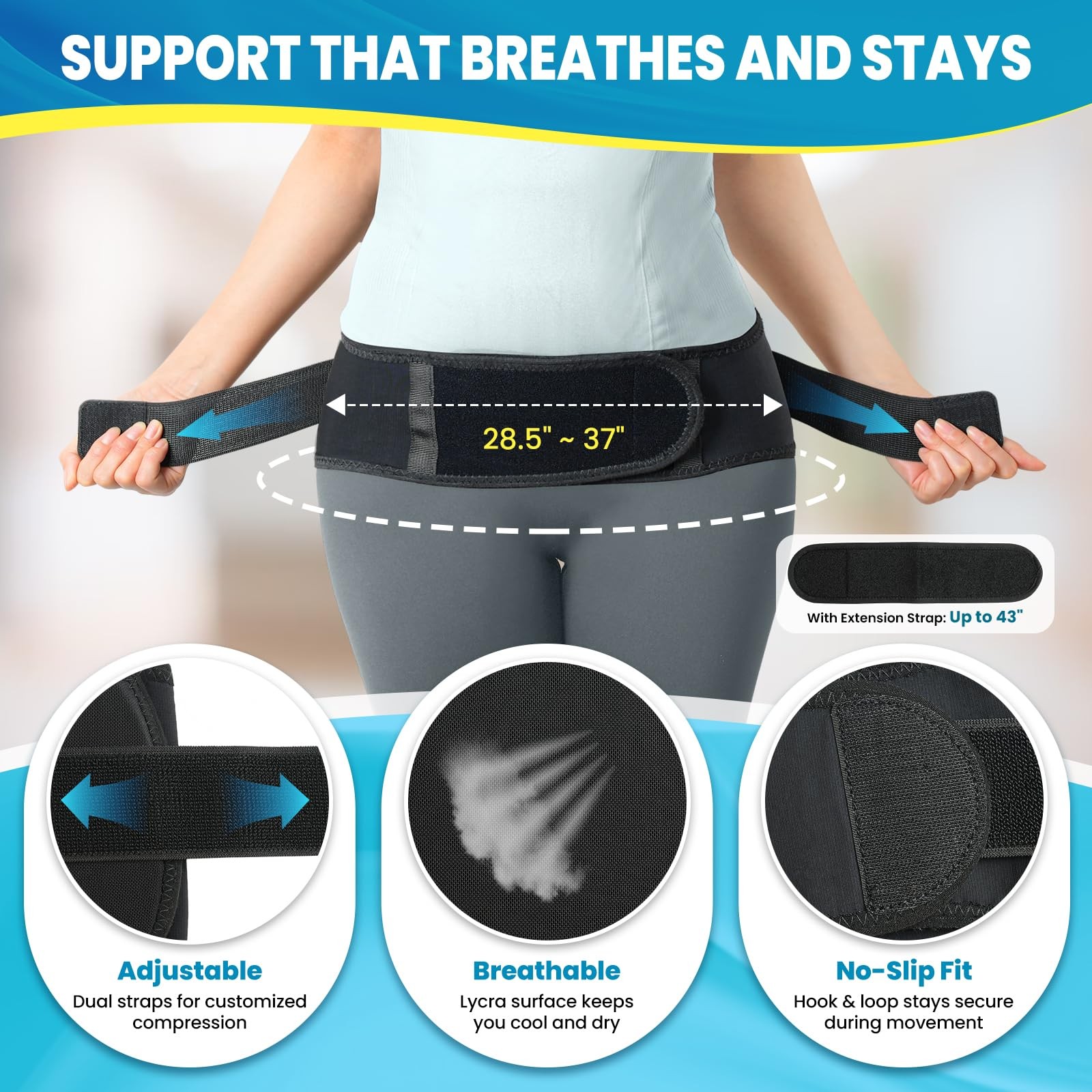 TASZOOS Sacroiliac Belt for Women & Men – Adjustable Hip Multi-Size, Beige