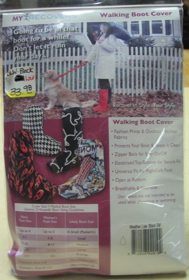 My Recovers Low Black Reusable/Washable Walking Boot Cover – Small (New)