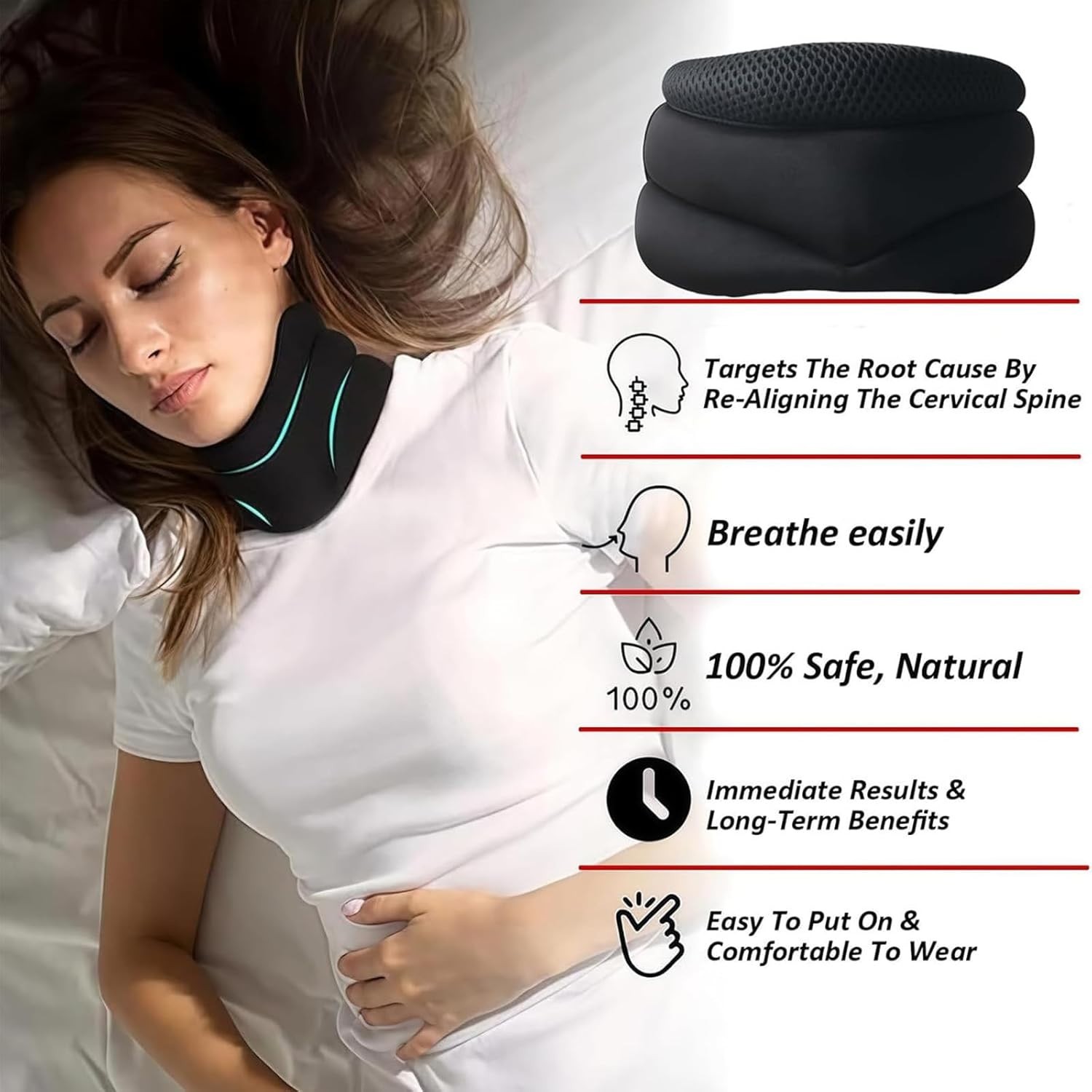 Vitavix Neck Support Pillow for Ergonomic Snoring Relief, Adjustable Cervical Al