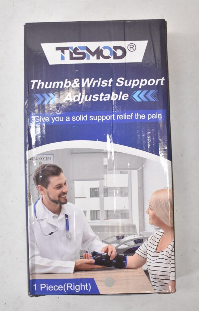 Tismod Carpal Tunnel Wrist Brace w Thumb Support Adjustable Gray Right Hand