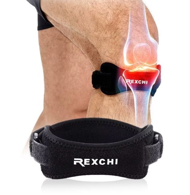 Rexchi Black Patella Tendon Knee Strap 2 – Pack, Knee Pain Relief Support Brace
