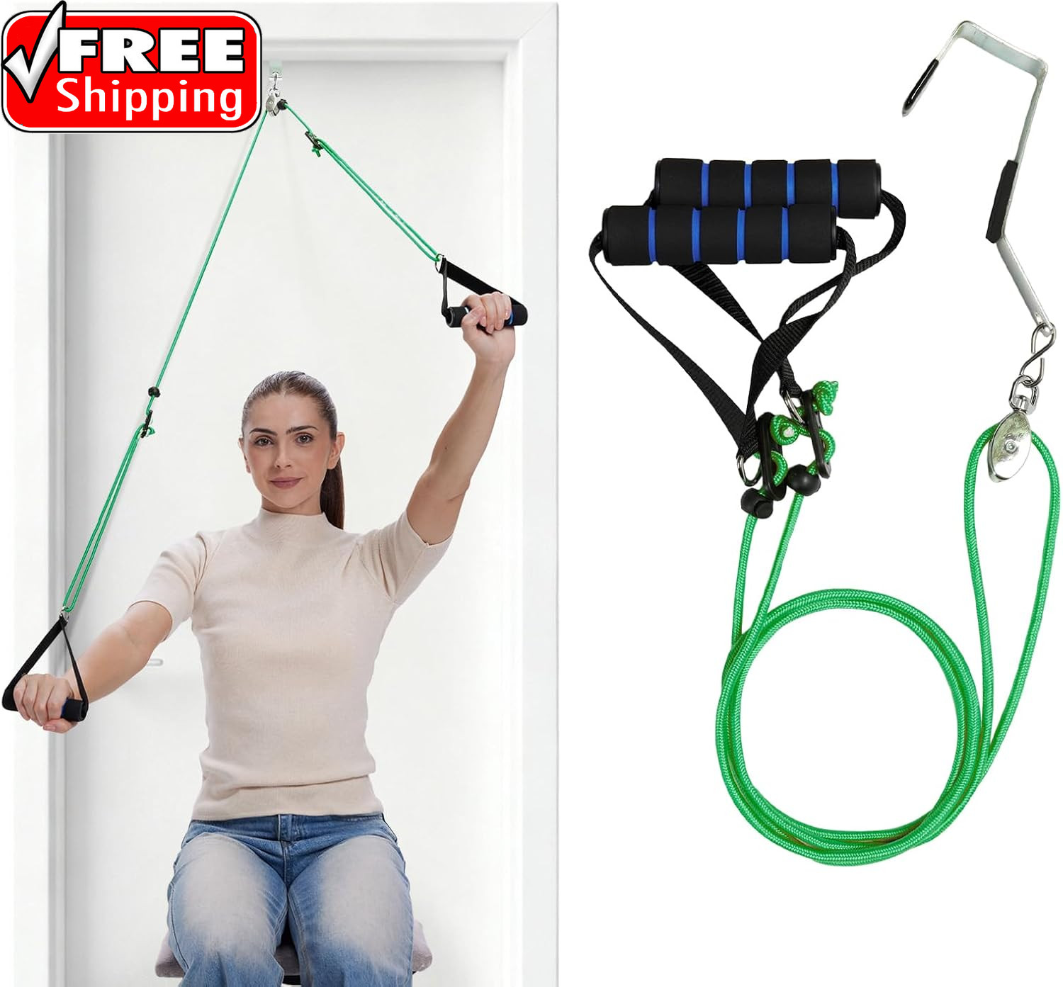 Shoulder Pulley for Physical Therapy, Rehab and Arm Exercise | Over-The-Door Pul