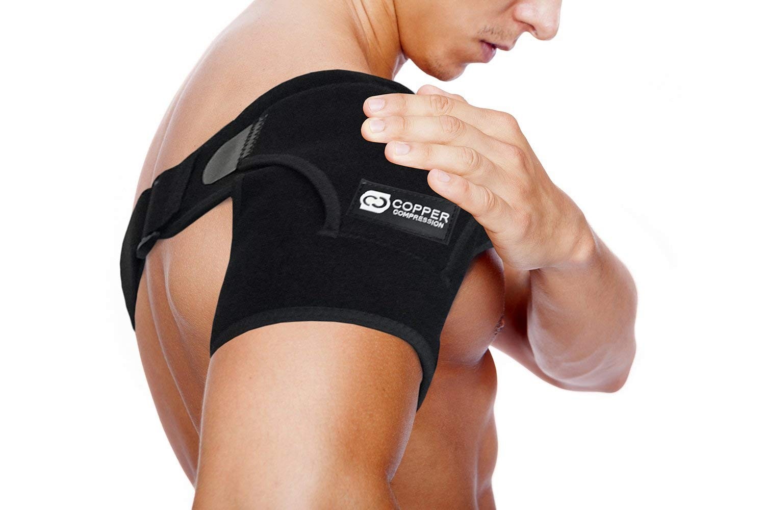Copper Compression Recovery Shoulder Brace – Immobilizer Small-Medium, Black