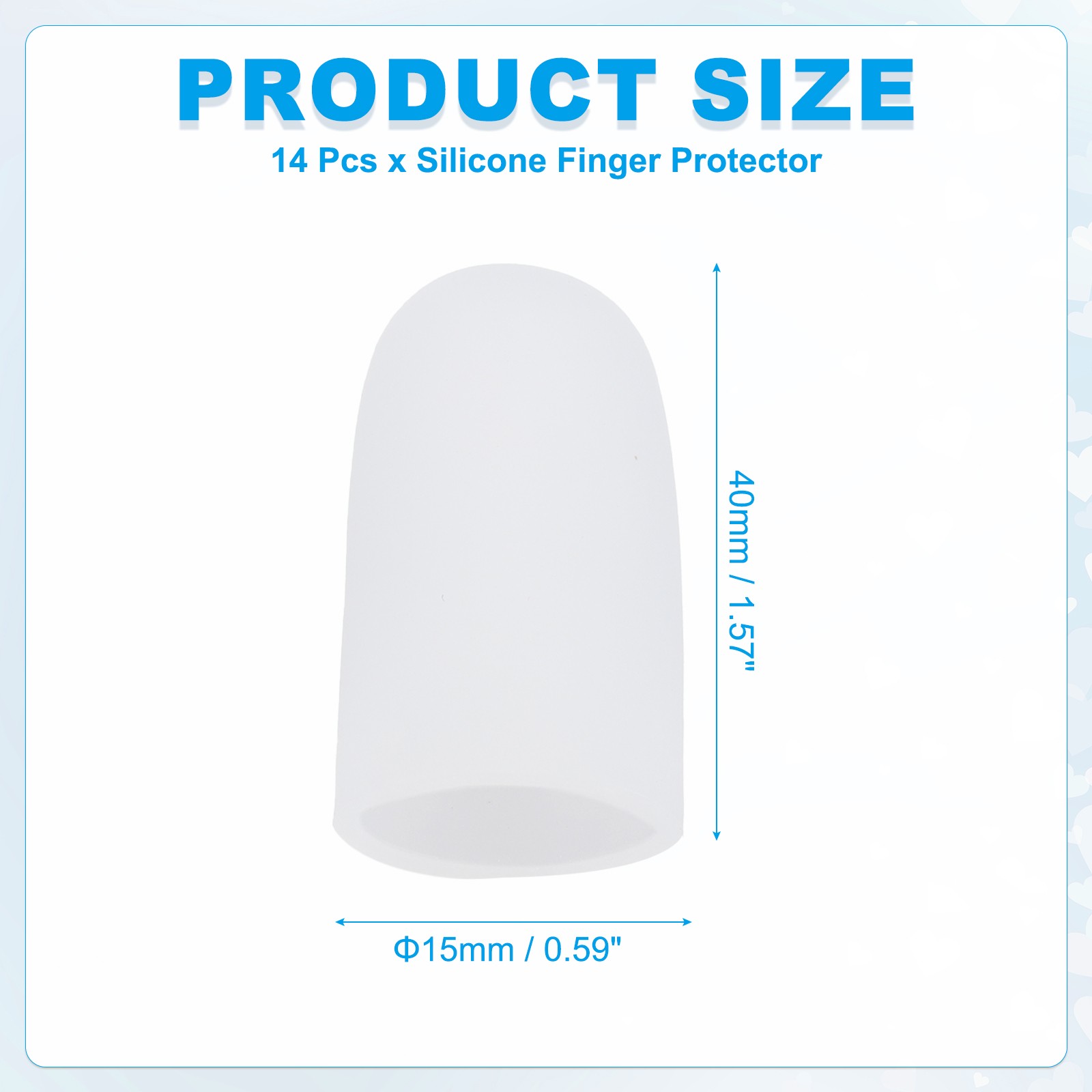 14 Pcs 1.8″x0.67″ Gel Finger Cots Silicone Finger Tip Protector Support White