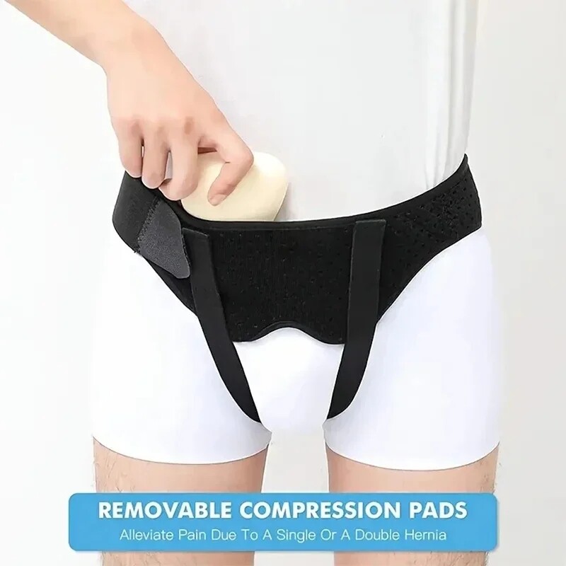Men Adjustable Inguinal Hernia Support Belt Double Compression Groin Truss Brace