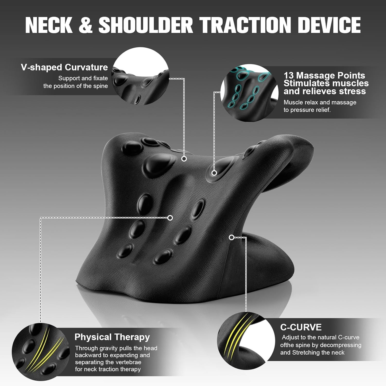 Ergonomic Neck Stretcher & Cervical Traction Pillow for Pain Relief