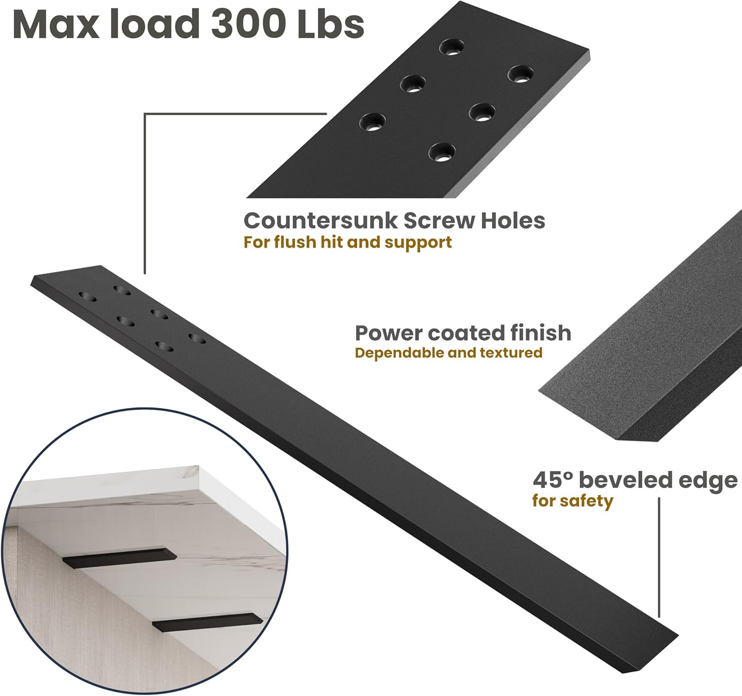 14″ Countertop Support Brackets (4PCS), Steel Knee Wall Support | Heavy Duty, 3/