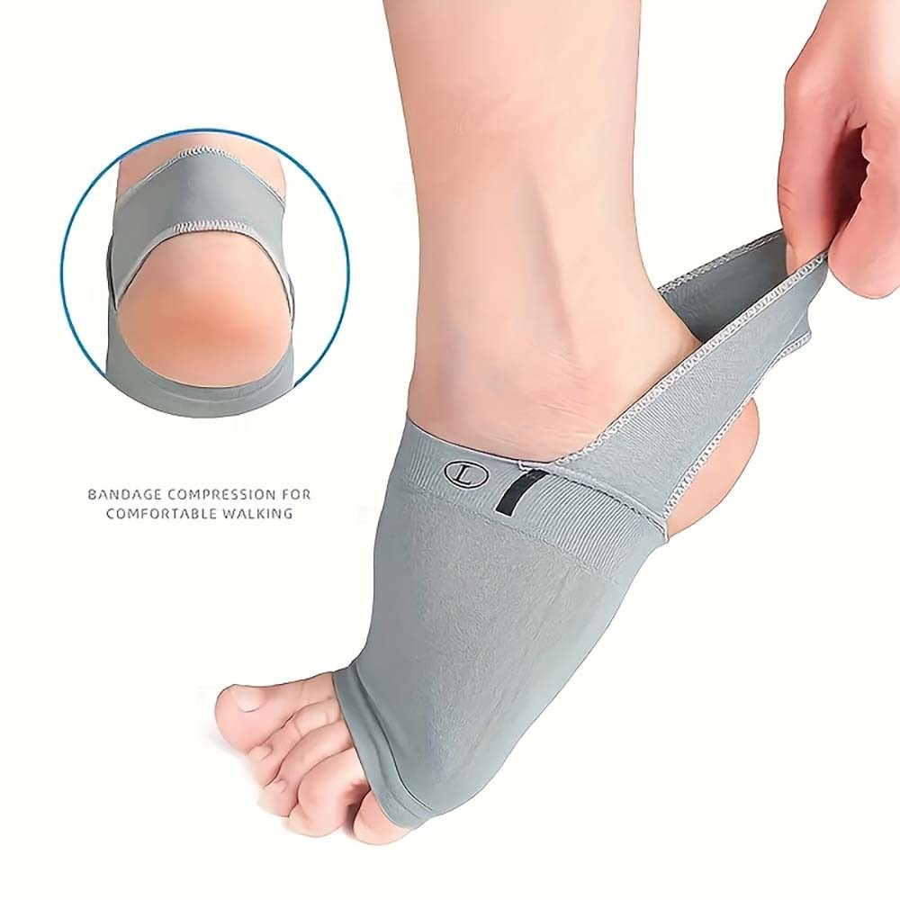 Breathable Durable Non-Slip Foot-Care 2 Pairs of Silicone Pad Arch Support Socks