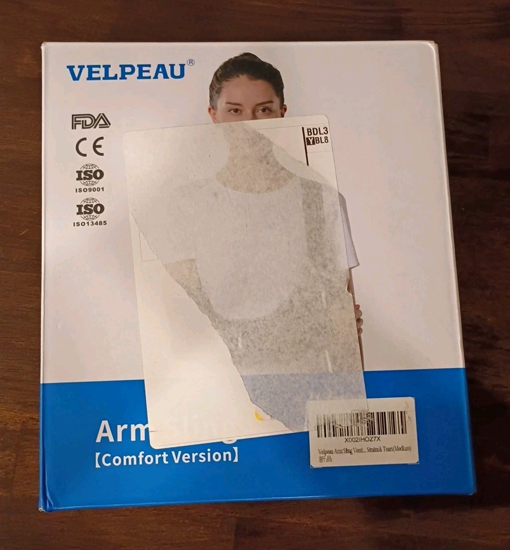 Shoulder Arm Sling By Velpeau , Elbow Brace Support Adjustable Immobilizer M Blk